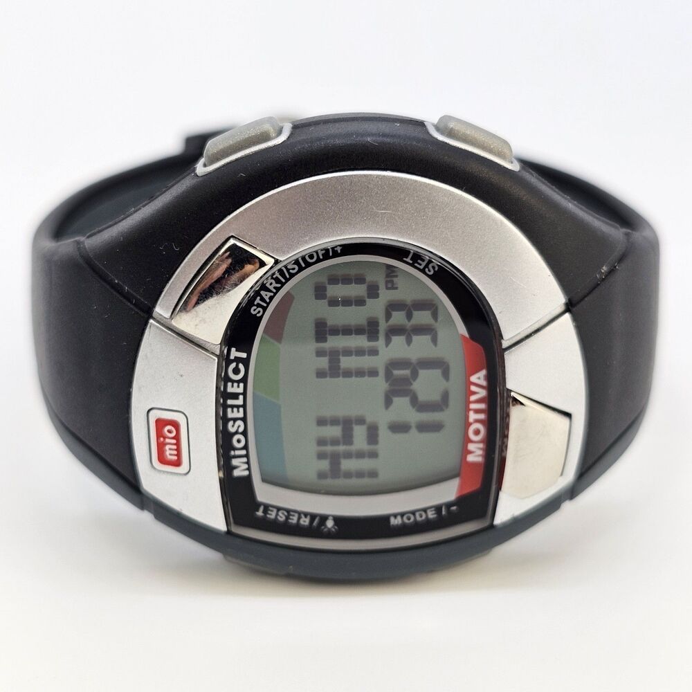 MIO Motiva‎ Heart Rate Monitor Unisex Watch 45MM Black Gray Bands New Battery